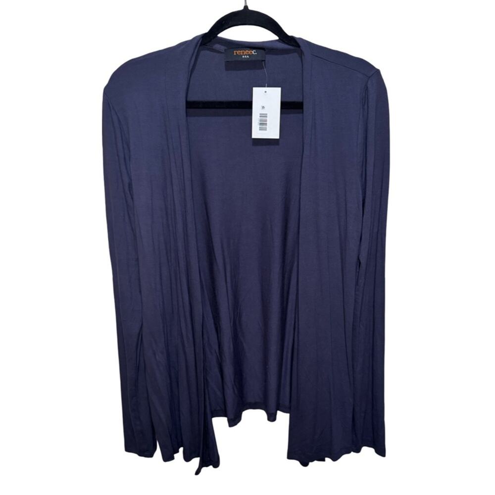 Renee C. Women’s Open Front Jersey Cardigan - Slate Blue L